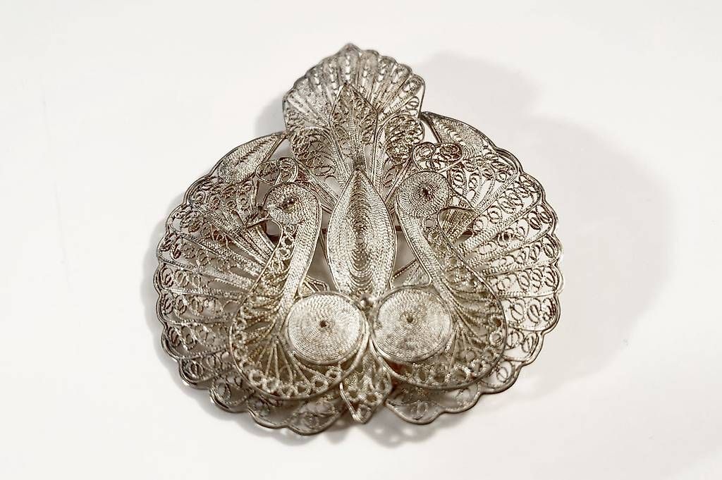 Spille & Fermagli: Handgefertigte 925 Silber Brosche Pfau – Usato da Ballwil venduto da ClassicGallery 4
