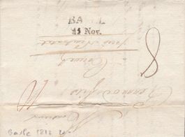 1812, "Basel 15 Nov.", Zweizeiler auf Faltbrief mit Inhalt.