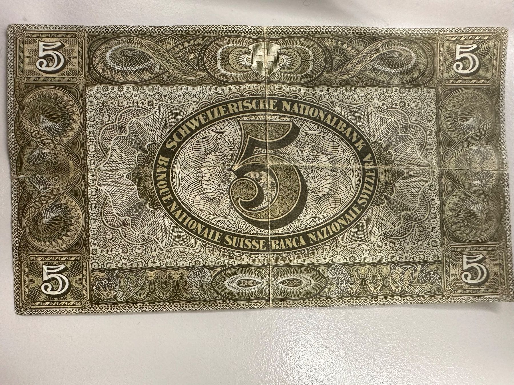 Banknoten: 5 Fr.-Note Schweiz 1951 – Gebraucht aus Herisau von herau 1