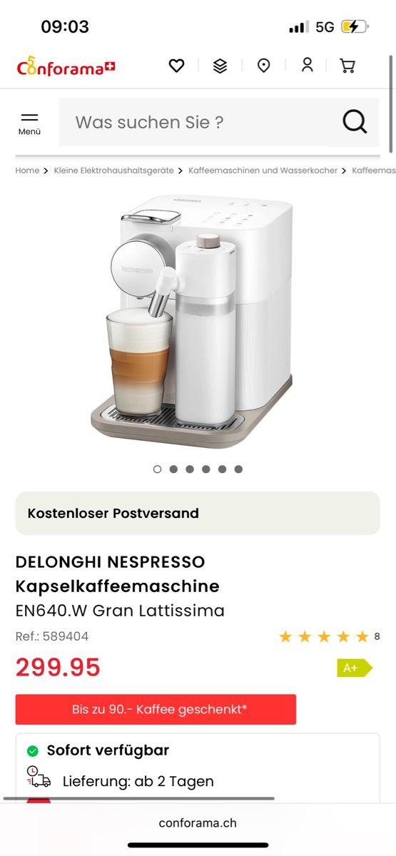 Nespresso Kaffeemaschinen & Espressomaschinen: Nespresso latissima – Neu (gemäss Beschreibung) aus bonstetten von Morellee