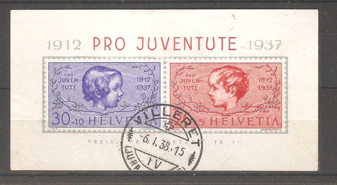 Tutti i francobolli: PJ 1912 Block gest. Villeret – Usato da Lausanne venduto da Whorvath