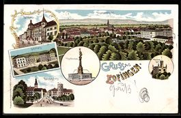 Lithographie Zofingen, Thutbrunnen, Rathaus, Wartburg-Säli u