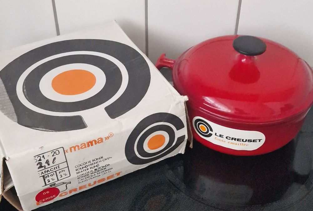 Cocotte Le Creuset La Mama design Enzo Mari années 70 No.33 Jaune