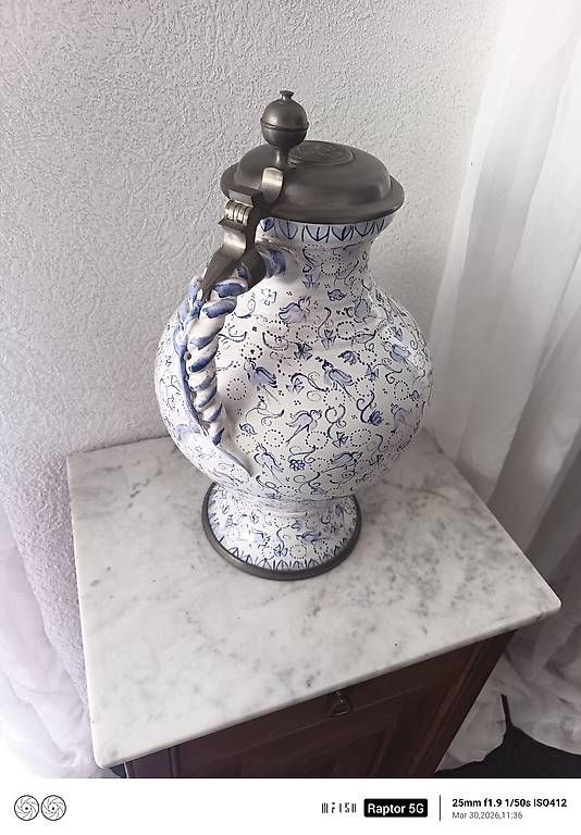 Caraffe: Fayence-Enghalskrug 18. oder 19. Jahrhundert. – Usato da Kleinlützel venduto da BALUIMWALD151 1