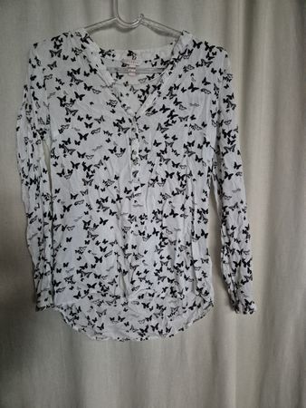 Esprit Bluse, Gr. 34weiss mit schwarzem Schmetterlingsmuste