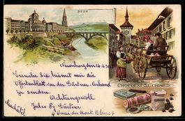 Litho Bern, Händler mit Chocolat Suchar