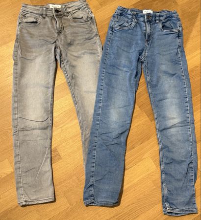 2 Jeans Hosen Kinder Junge Grau und Blau Grösse ca 152