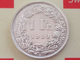 1 Franken 1959 unz, nur 1,859 Mio!