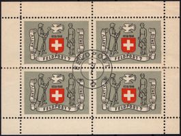 FELDPOST 7 - rarer Soldatenmarken Block mit Zentrumstempel