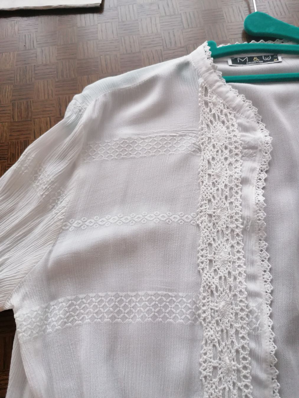 Camicette: Bluse/Cardigan, Grösse M, weiss, mit Spitze – Usato da Fehraltorf venduto da Fernweh01 2