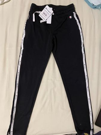Champion Tracksuit Bottoms - Black with White Trim, New!