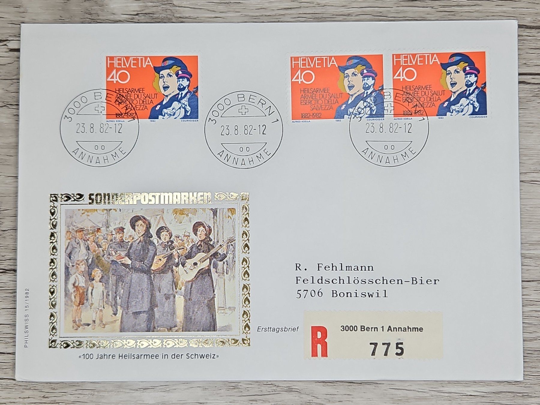 Tutti i francobolli: CL01 Enveloppe + Timbre Suisse 1982 – Usato da Cousset venduto da Patrick_Collections