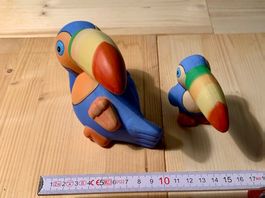 2x Deko-Tukane aus Keramik, Ki61