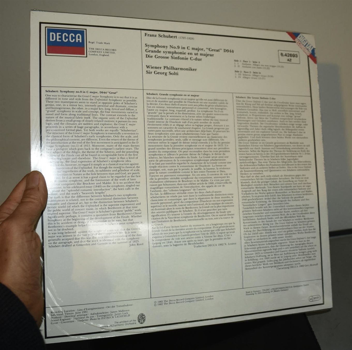 Vinyles: Neu&Vers SOLTI decca digital SCHUBERT – Neuf (Voir description) à Pfaffhausen par mono_rec 3