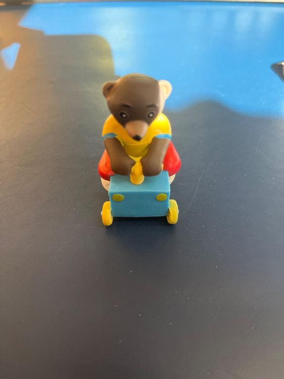 Figurine Petit Ours Brun - Papa Ours Au Ski - Bayard Presse - PVC Occasion Bon état