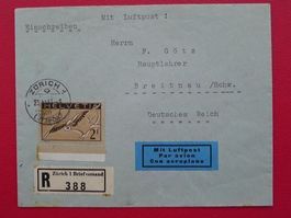 1937: Nr.13z, seltene Einzelfrankatur nach BREITNAU (DE)