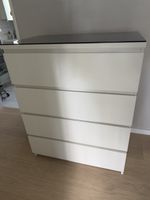 Ikea Kommode Malm weiss mit Glasplatte 4 Schubladen