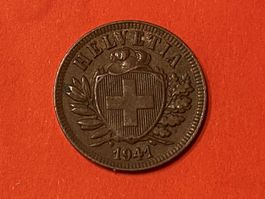 2 Rappen 1941 Auflagezahl : NUR 3.44 Mio Stück