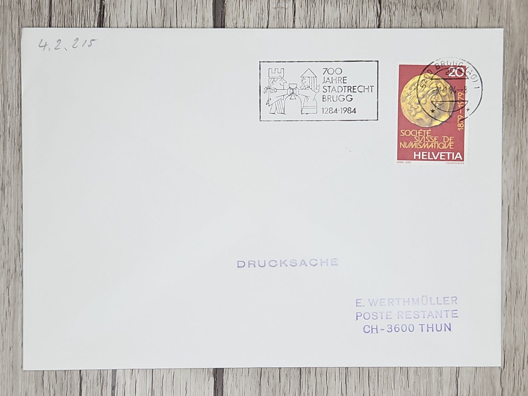 Alle Briefmarken: CL09 Enveloppe + Timbre Suisse 1984 – Gebraucht aus Cousset von Patrick_Collections