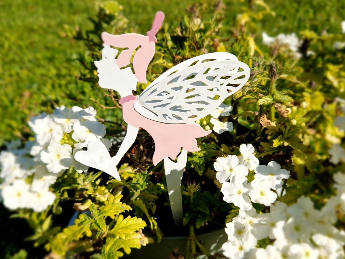Tutte le decorazioni: Elfe Blumenstecker Metall, 23 cm, rosa-weiss – Nuovo e nell'imballaggio originale da Matzendorf venduto da Gartendeko-Shop