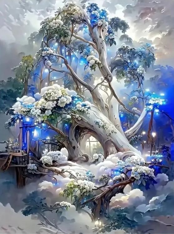Diamond Painting Landschaft – 40x50 Cm, Mit Runden Steinen, Bastelset