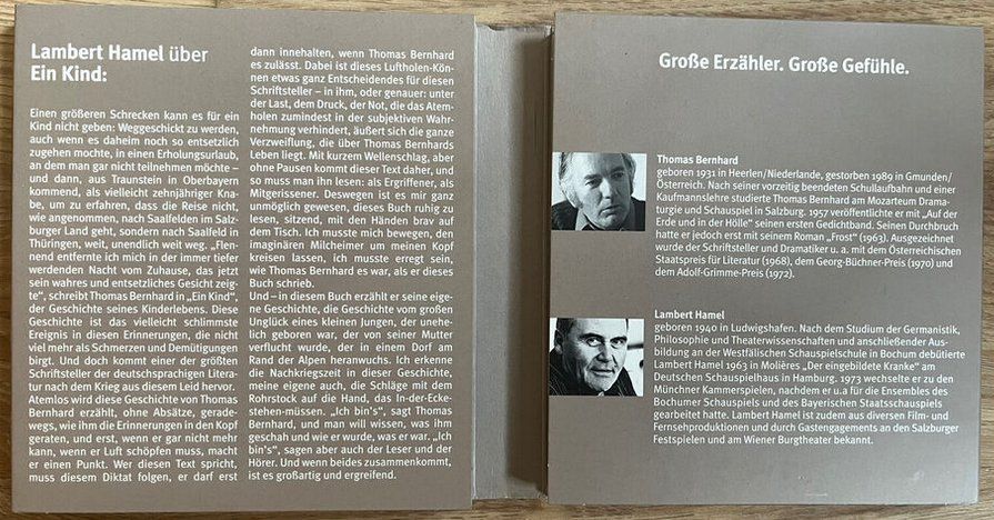 Audiolibri: Thomas Bernhard: Ein Kind  (gelesen: Lambert Hamel)   4-CDs – Usato da St.Gallen venduto da elk2022 1