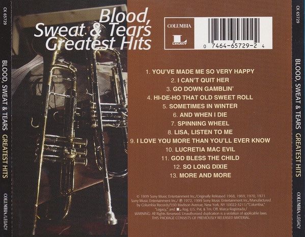 CD: Blood, Sweat & Tears - "Greatest Hits" – Usato da Oberbuchsiten venduto da Alinghi69 1