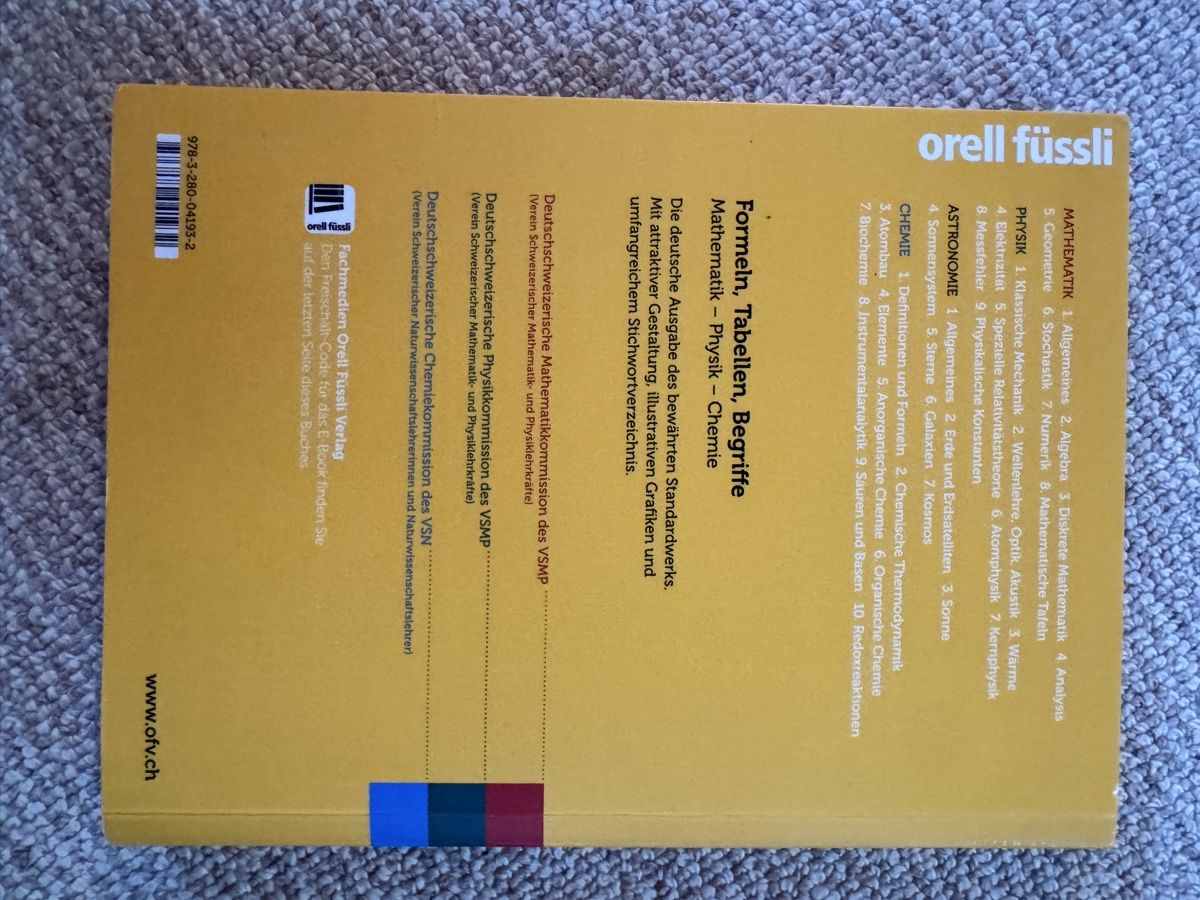 Libri: Formeln Tabellen Begriffe Mathematik Physik Chemie Buch – Nuovo (secondo la descrizione) da Roggwil BE venduto da doao 1