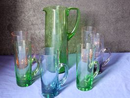 Art Deco - Uranglas Krug & 2 Gläser, 4 Gläser nicht Uran