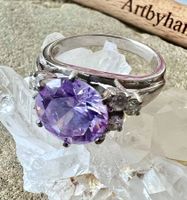 Vintage Silberring 925 · grosser violetter Zirkonia · Gr. 60