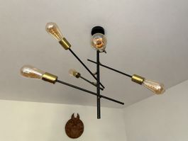 Moderne Deckenleuchte Schwarz/Gold im Industrial Design
