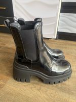 Damen Stiefel schwarz Lackleder Gr. 38