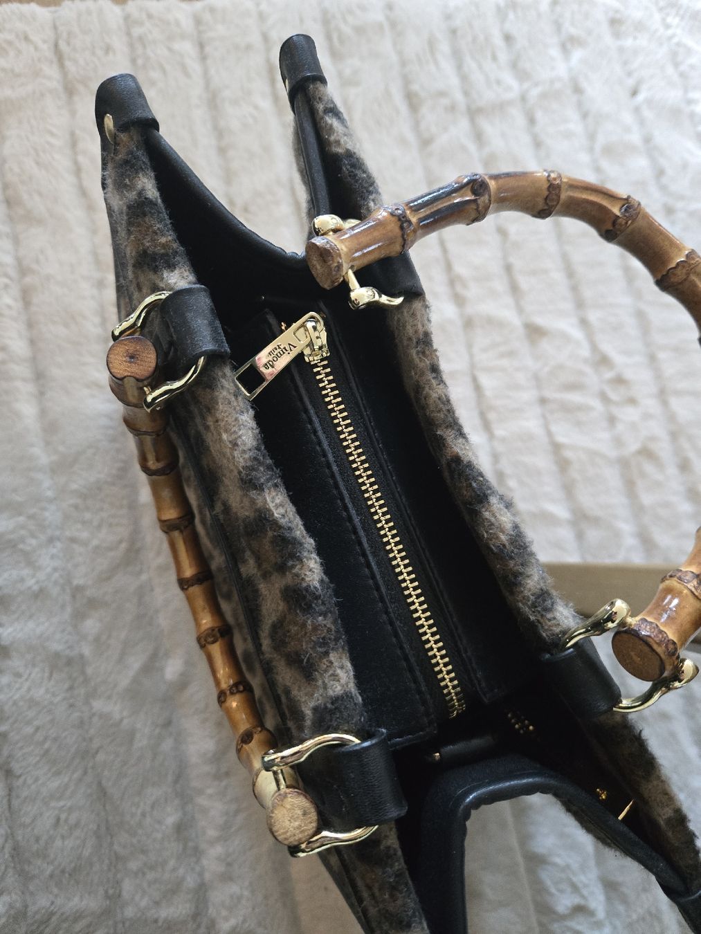 Taschen für Damen: Edle Rive Gauche Tasche mit Leopardenmuster & Bambusgriff – Gebraucht aus Werthenstein von Icebaby13 1