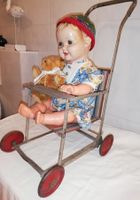 Puppenwagen und Puppe - 1930-er Jahre - Rarität!