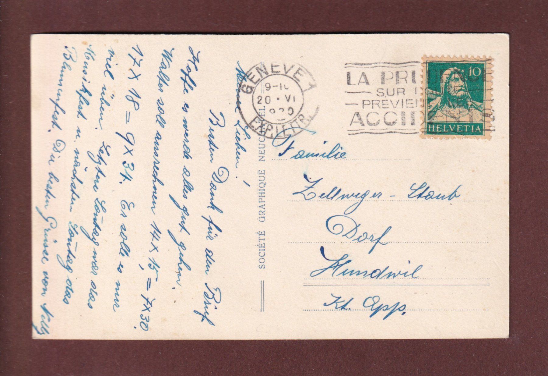 Cartoline postali: GENEVE - Les Ponts - 1930 – Usato da Pully venduto da nicecards 1