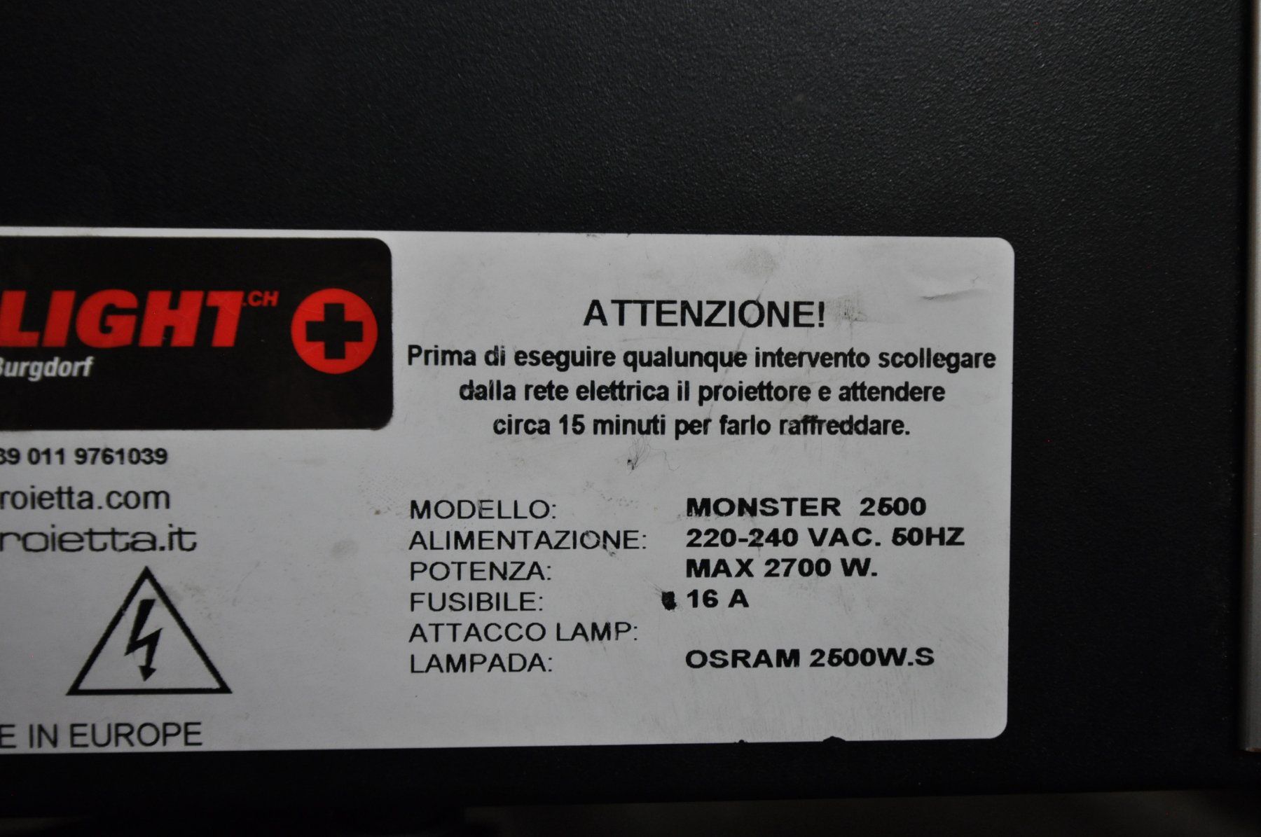 Lampade: Projetta Monster 2500 – Usato da Burgdorf venduto da WHITELIGHT3400 4