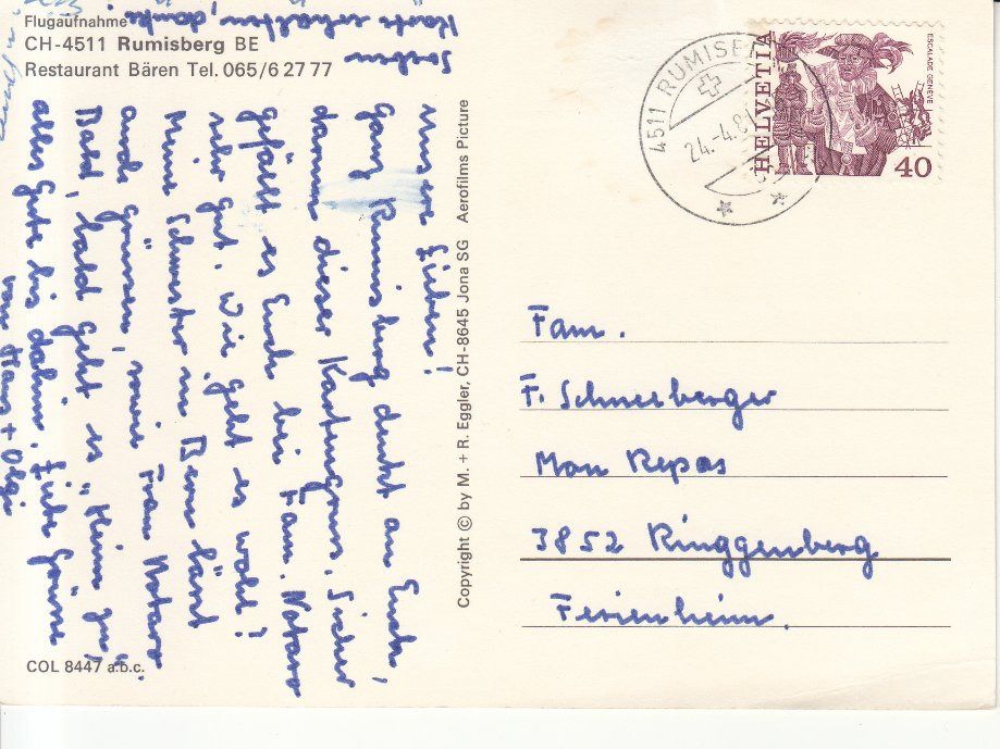 Cartoline postali: Rumisberg Flugaufnahme 1981 – Usato da Bürglen TG venduto da StampGraf 1