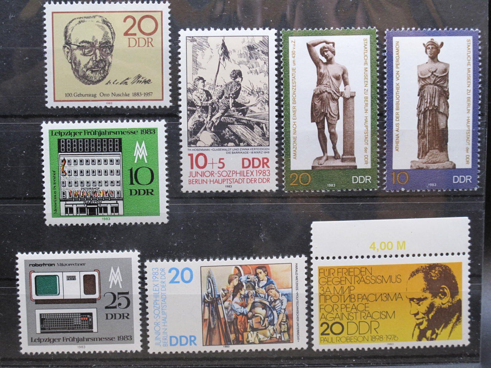 Tutti i francobolli: DDR 1983 Nuschke / Briefmarkenausstellung ** – Usato da Wil SG venduto da fva01