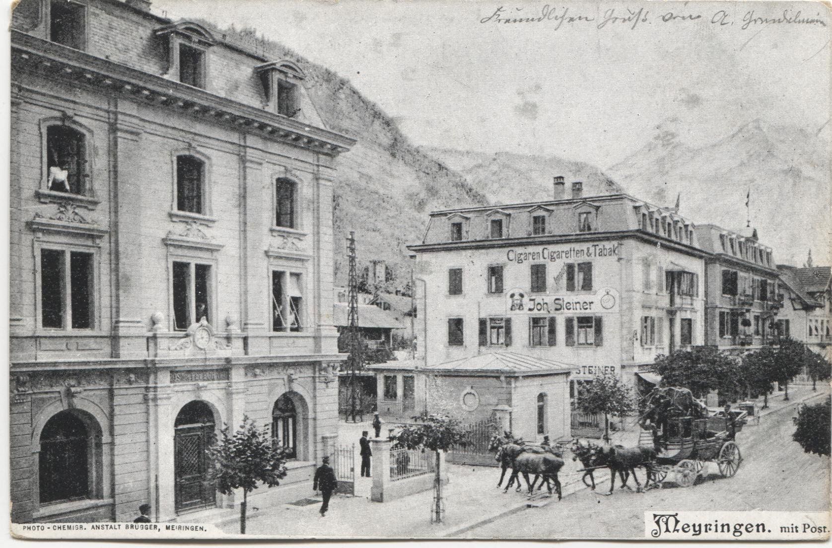 Cartoline postali: MEIRINGEN BE 1906 Postkutsche + Post – Usato da Rothrist venduto da Clanx