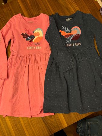 Lot de 2 robes manches longues, 100% coton - taille 128-134