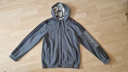 Adidas Jacke grau mit schwarzen Streifen / Oversize Look