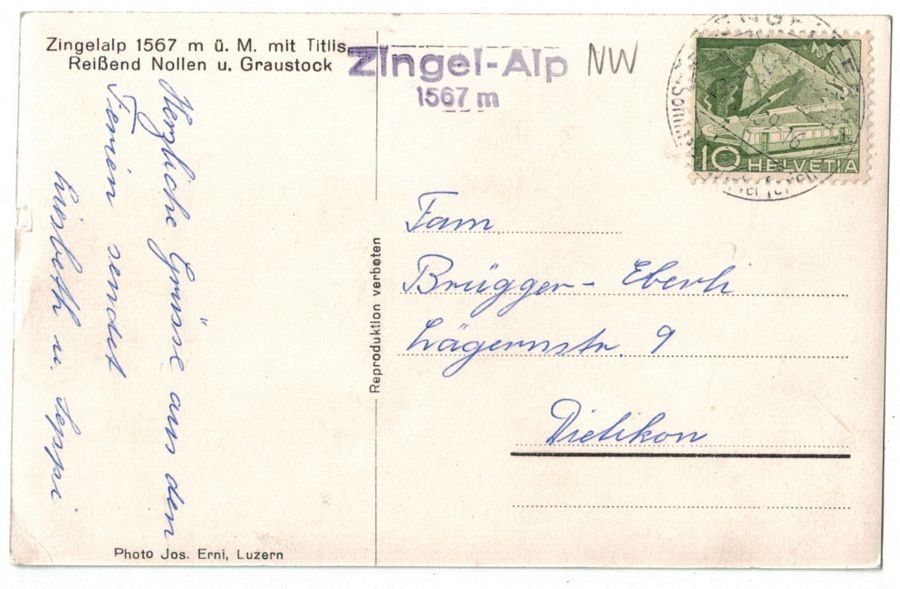 Cartoline postali: Zingelalp, gelaufen 1959 – Usato da Frauenfeld venduto da POML 1