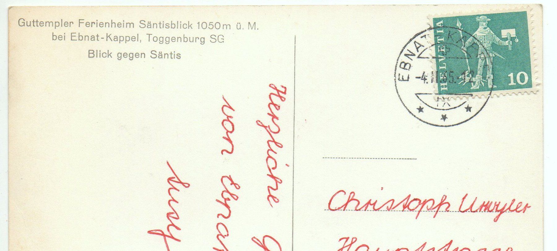 Cartes postales: EBNAT-KAPPEL Guttempler Ferienheim Säntisblick – D'occasion à Jona par philajona 1