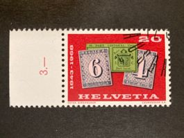 1968 100 Jahre Schweizer Briefmarken 20 C. ET (ZNr 458)