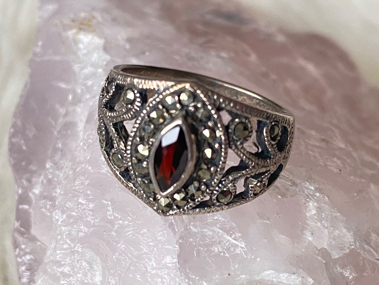 Anelli: Ring Silber 925 mit rotem Stein – Usato da Istighofen venduto da Ringparadies