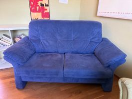 Sofa blau inkl. Hocker und Sessel