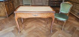 Eleganter Louis-XV-Stil Schreibtisch + Stuhl & Lederauflage