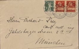 Briefumschlag mit Schweizer Briefmarken gelaufen