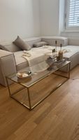 Coffee Table Glass Top Gold Frame Rectangular