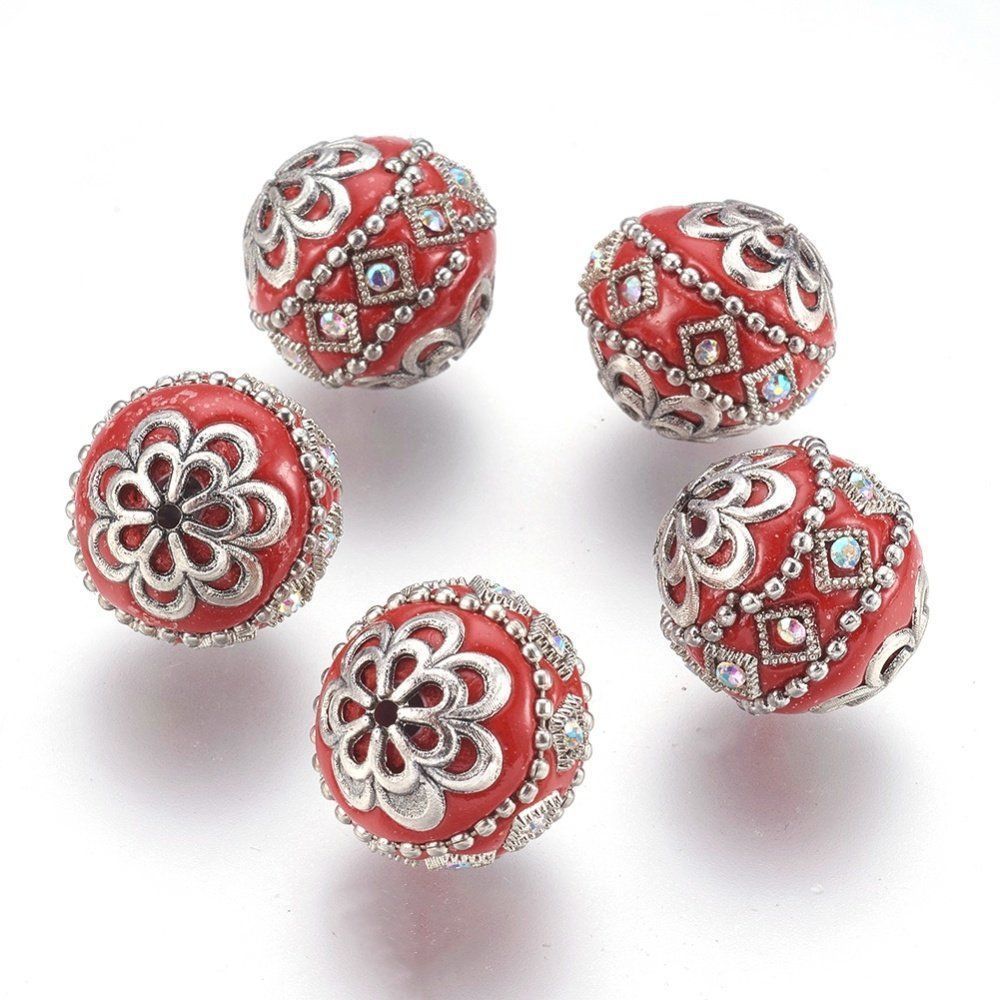 Perle (finte): Kashmir Indonesische Perle 19,5x19mm, rot – Nuovo (secondo la descrizione) da Alpnachstad venduto da perlengaby 1